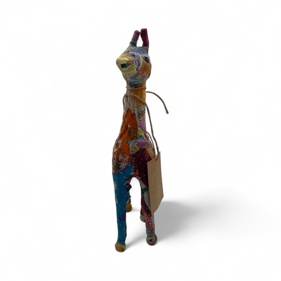 Handmade Indian Sari Fabric Wrapped Giraffe Figurine ‘14 Boho Folk Art Sculpture - Picture 4 of 7